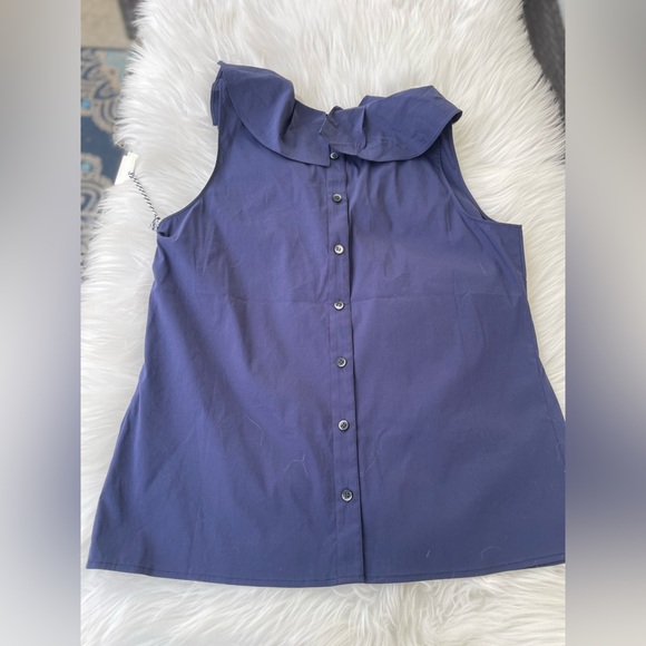 NWT  - 1901 - Nordstrom's - Women's Ruffled Blouse - Navy -  Size Medium - Picture 6 of 10